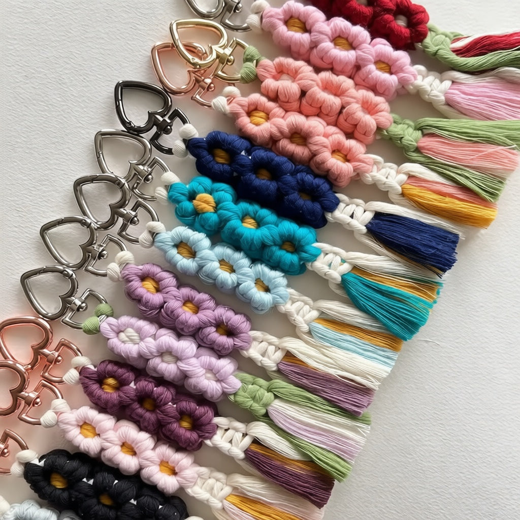 Porte-clés Fleur Bohème – Fait Main 🪡