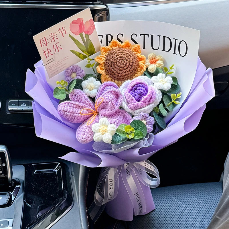 Handmade crochet tulip bouquet