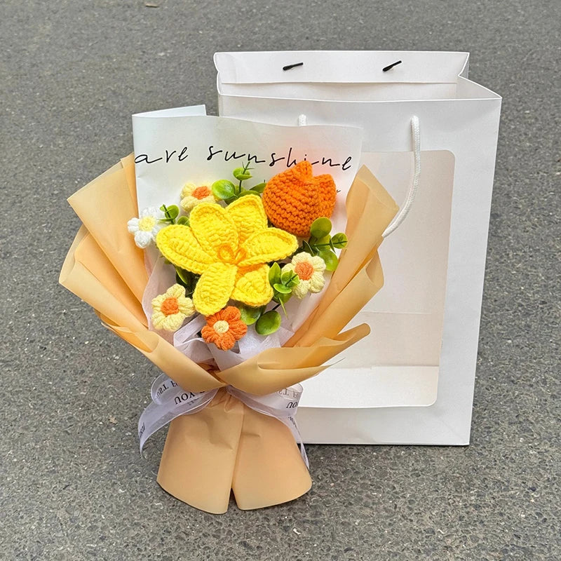 Handmade crochet tulip bouquet