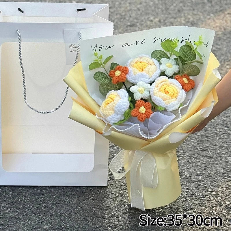 Handmade crochet tulip bouquet