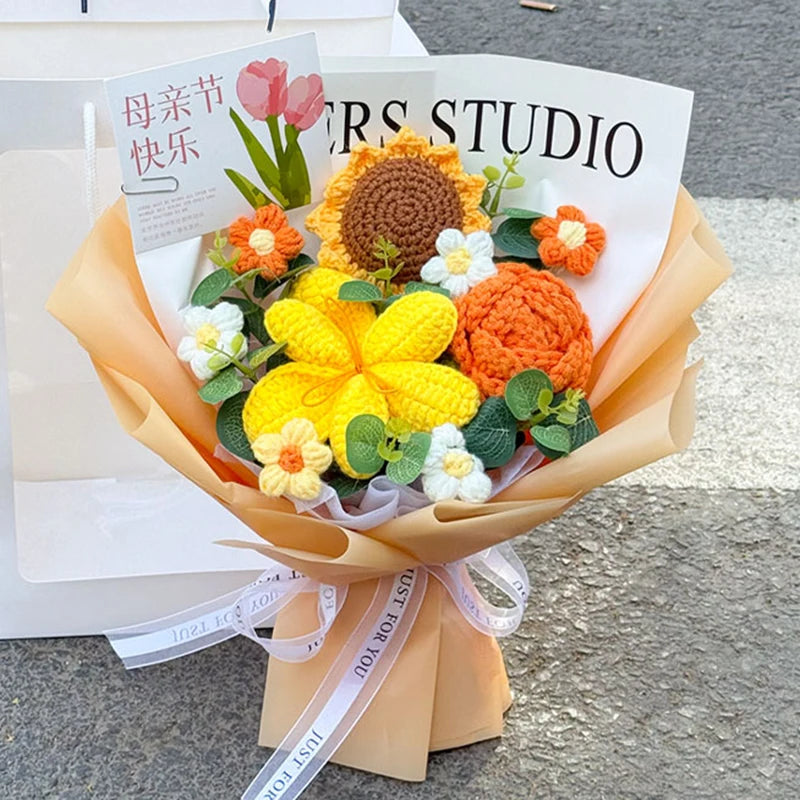 Handmade crochet tulip bouquet