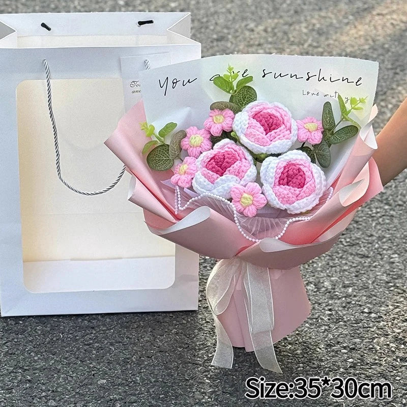 Handmade crochet tulip bouquet