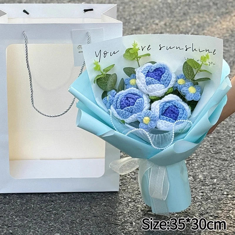 Handmade crochet tulip bouquet