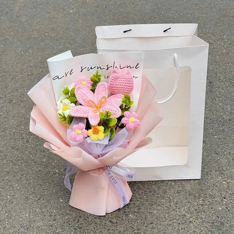 Handmade crochet tulip bouquet