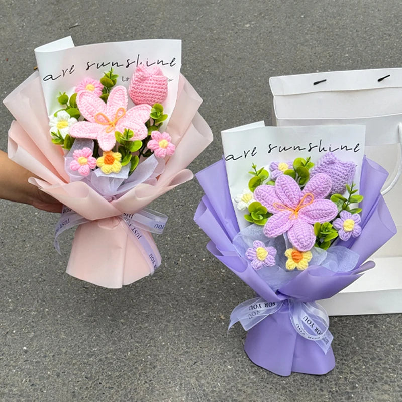 Handmade crochet tulip bouquet