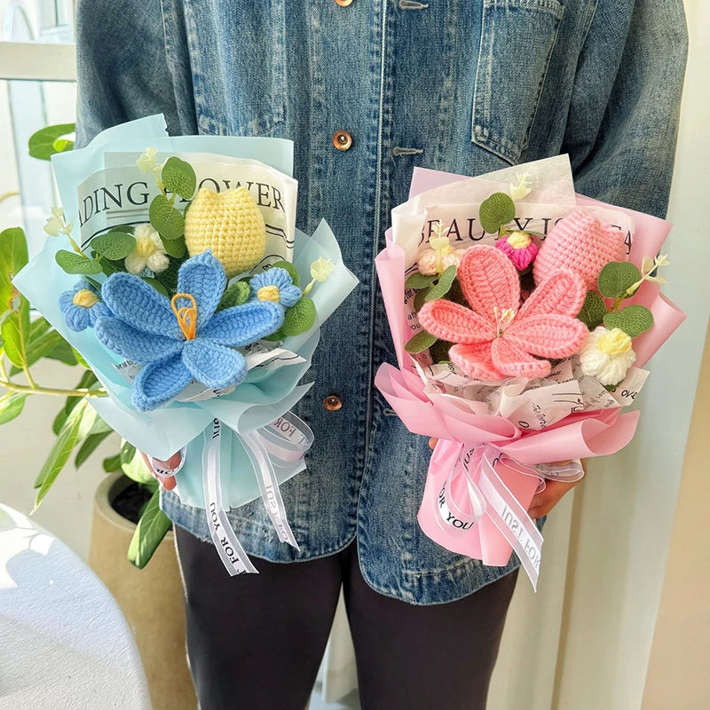 Handmade crochet tulip bouquet