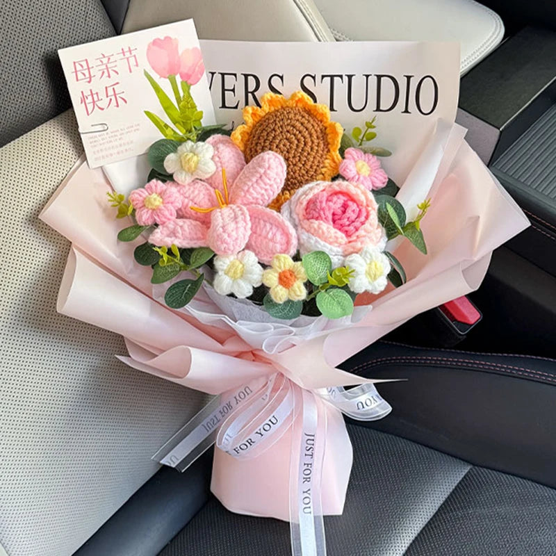 Handmade crochet tulip bouquet