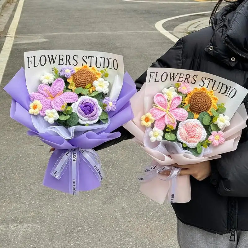 Handmade crochet tulip bouquet