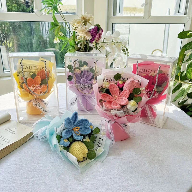 Handmade crochet tulip bouquet