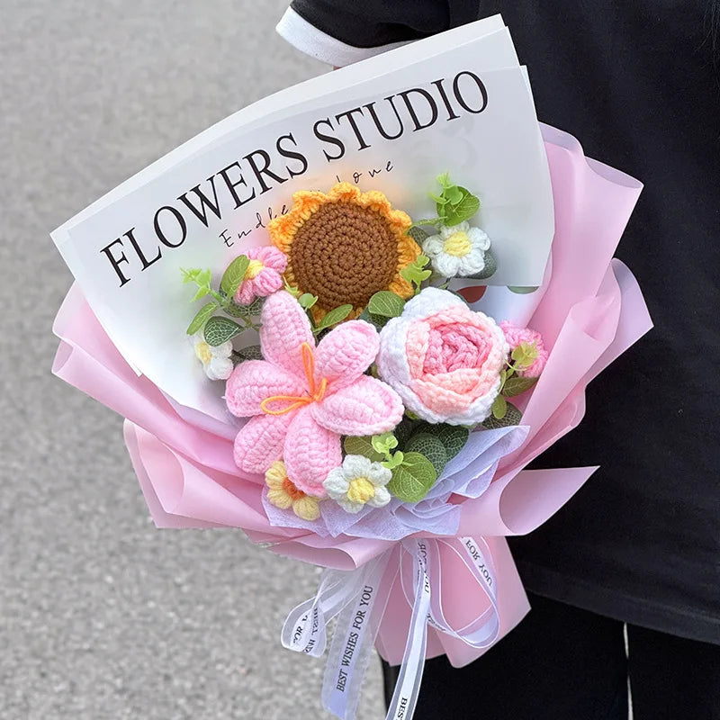 Handmade crochet tulip bouquet