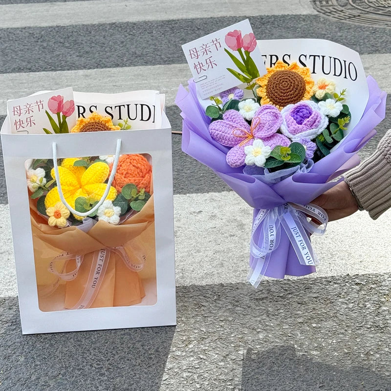 Handmade crochet tulip bouquet