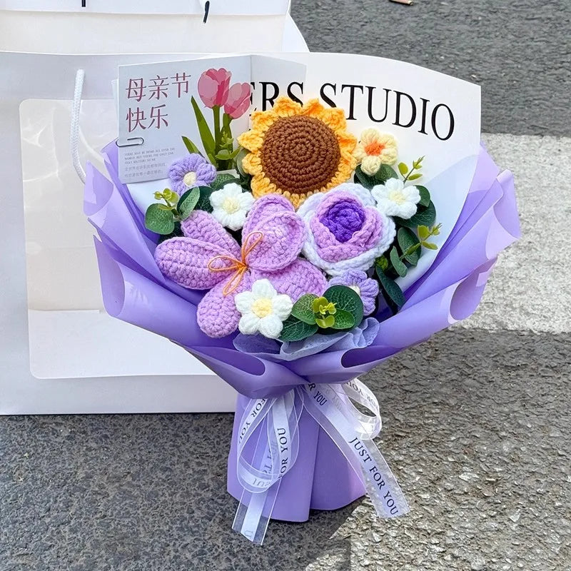 Handmade crochet tulip bouquet