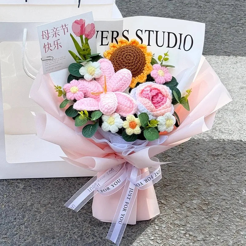 Handmade crochet tulip bouquet