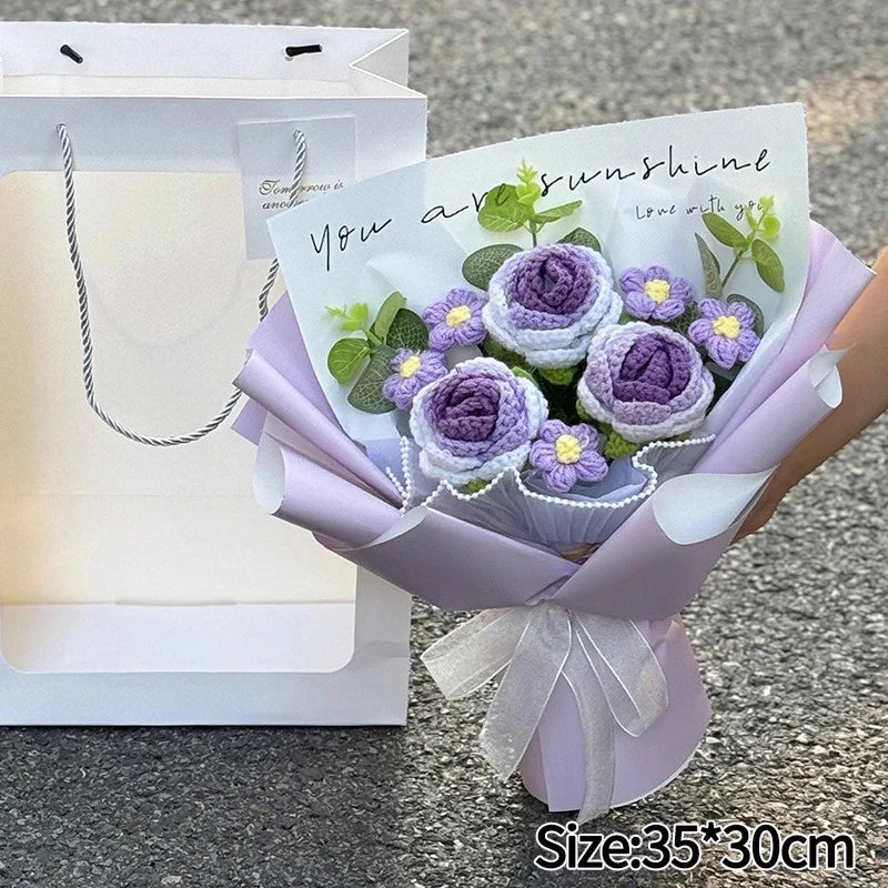 Handmade crochet tulip bouquet