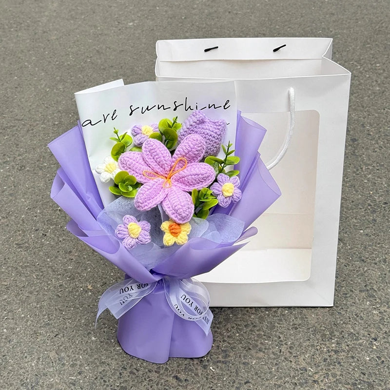 Handmade crochet tulip bouquet