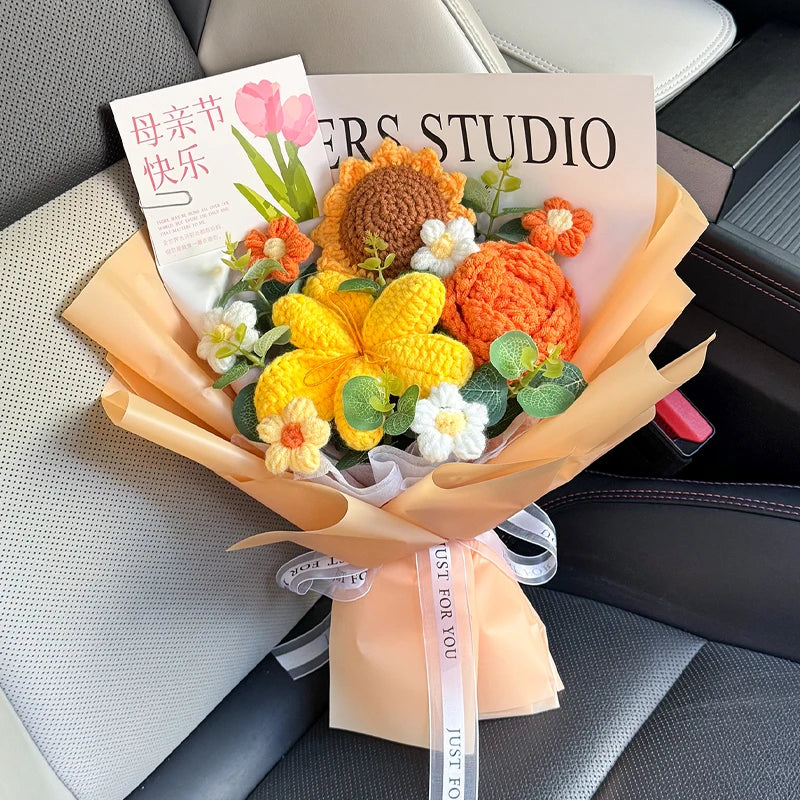 Handmade crochet tulip bouquet